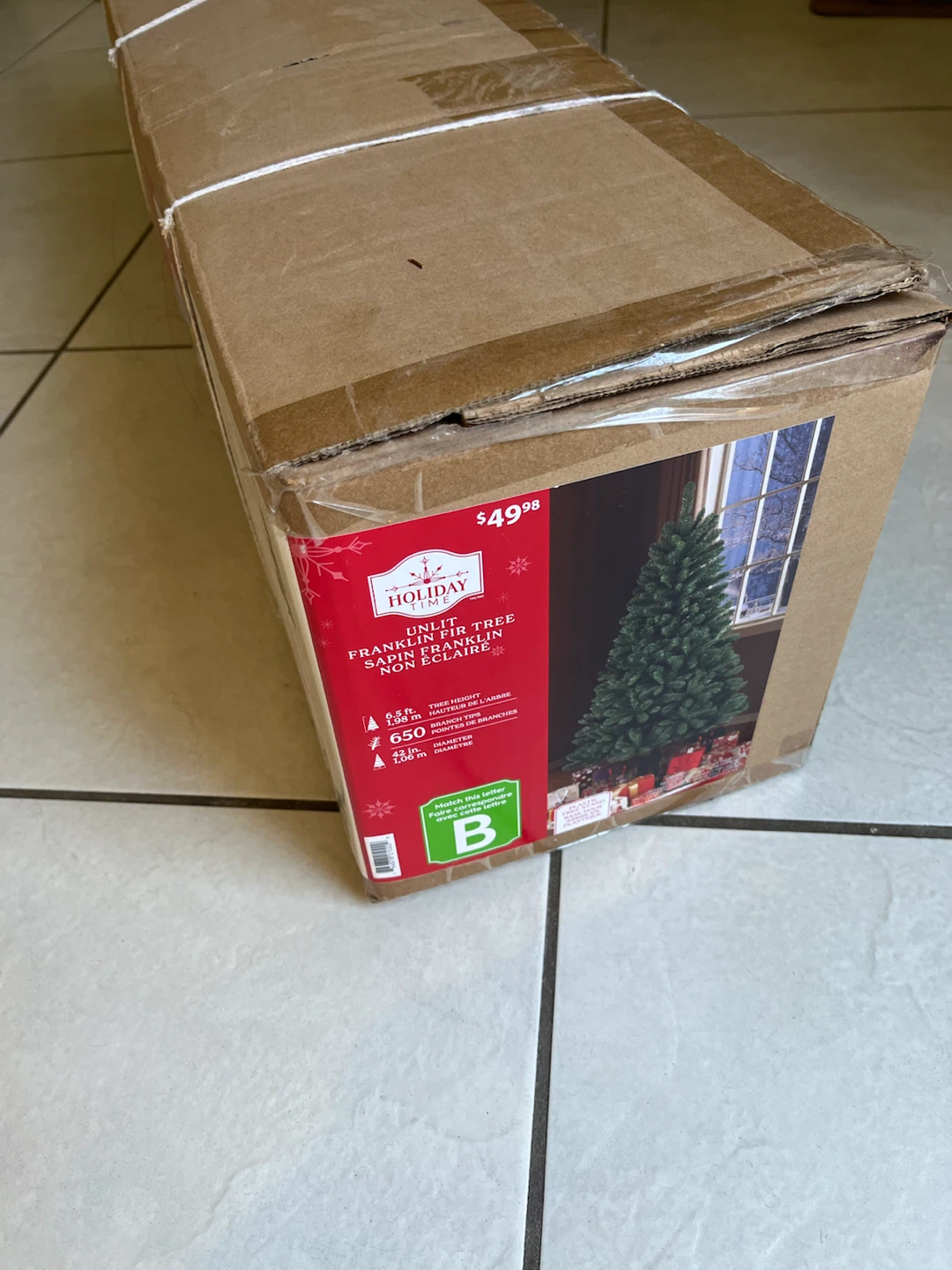Used once—-Holiday Time Franklin Fir Unlit Christmas Tree 6.5ft