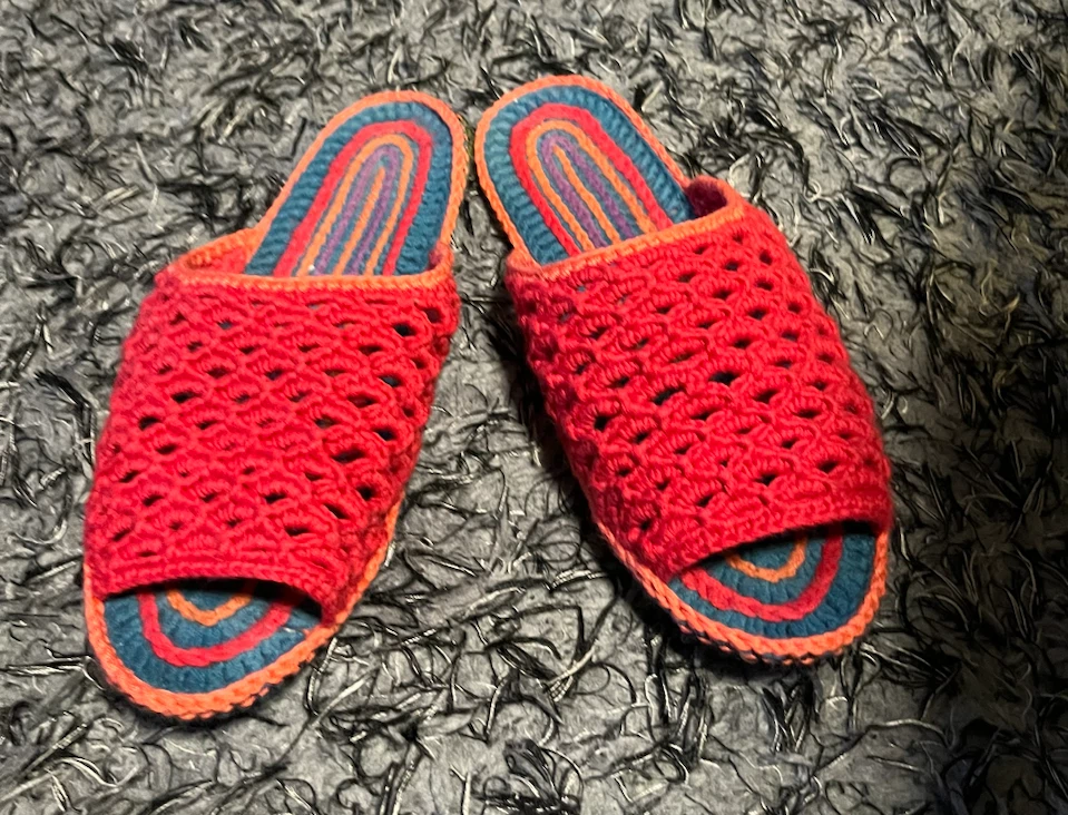 Hand-crocheted house slippers
