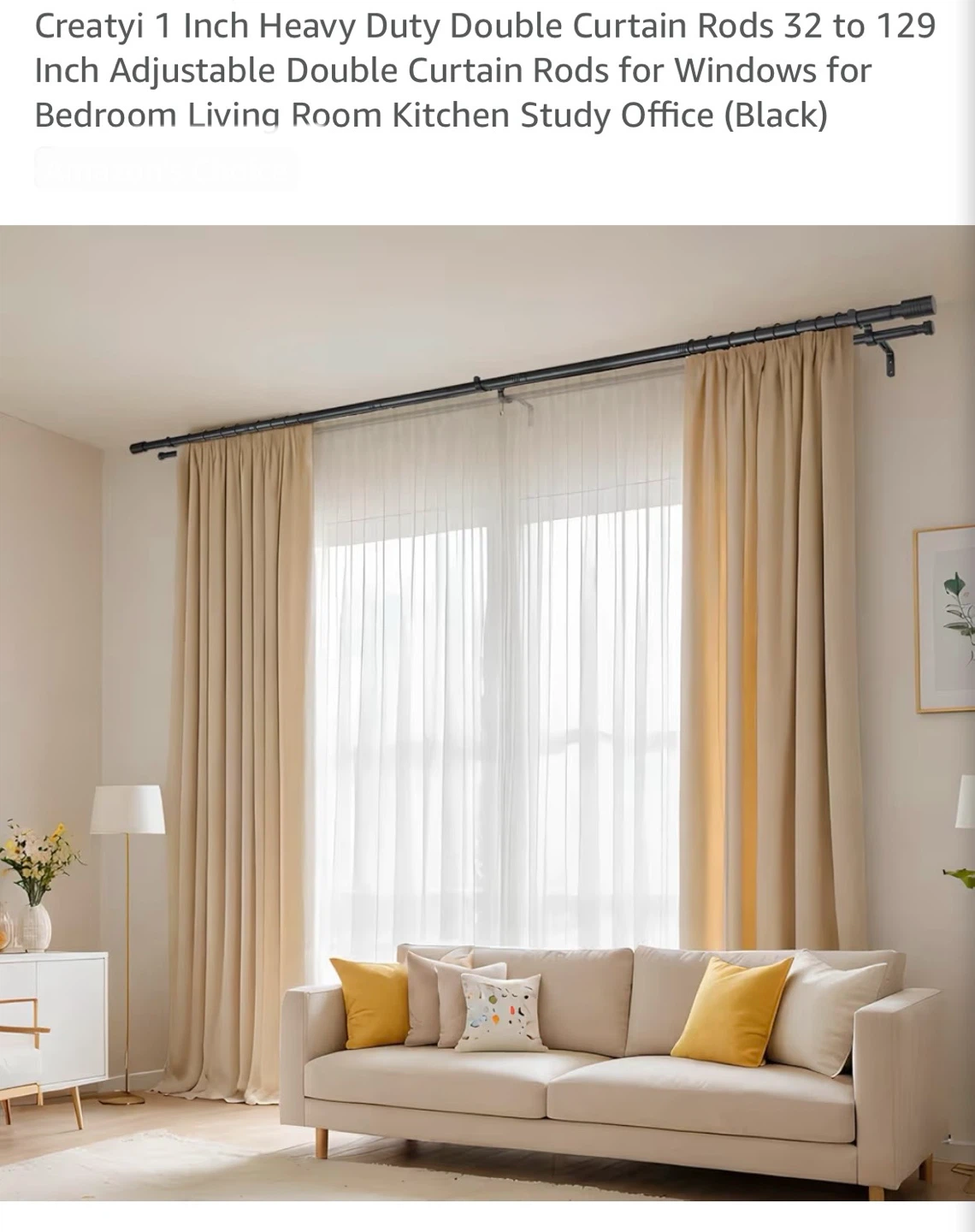 Creatyi Heavy Duty Double Curtain Rod