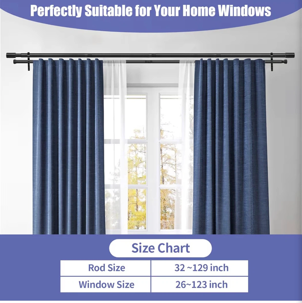 Creatyi Heavy Duty Double Curtain Rod - photo 4