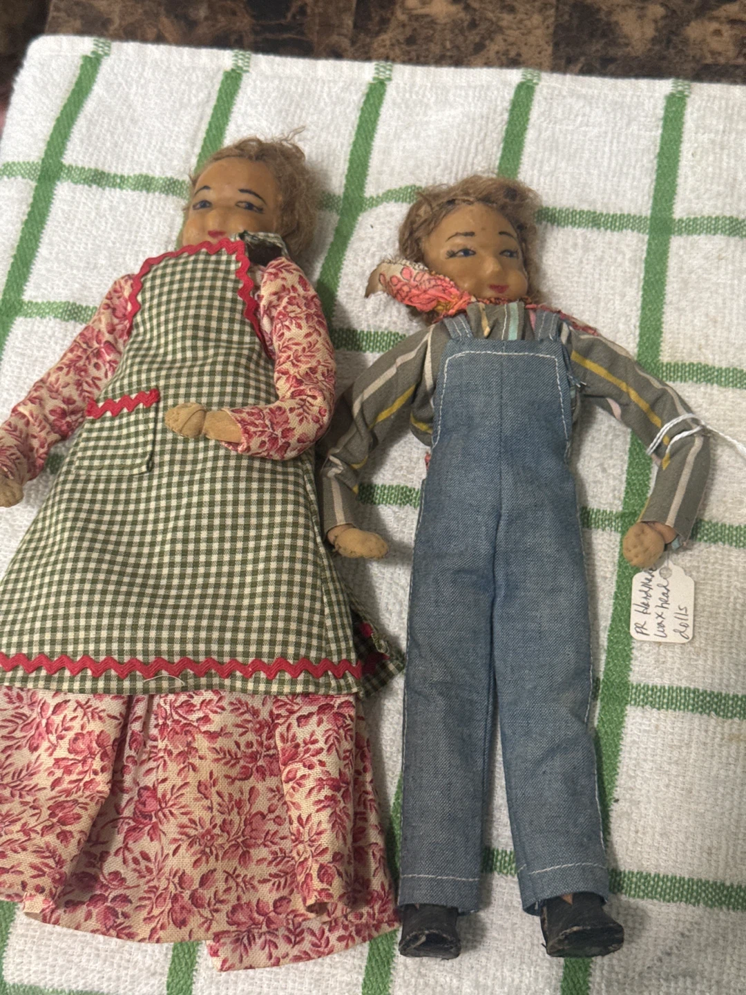 Pair of Handmade Wax Head Dolls