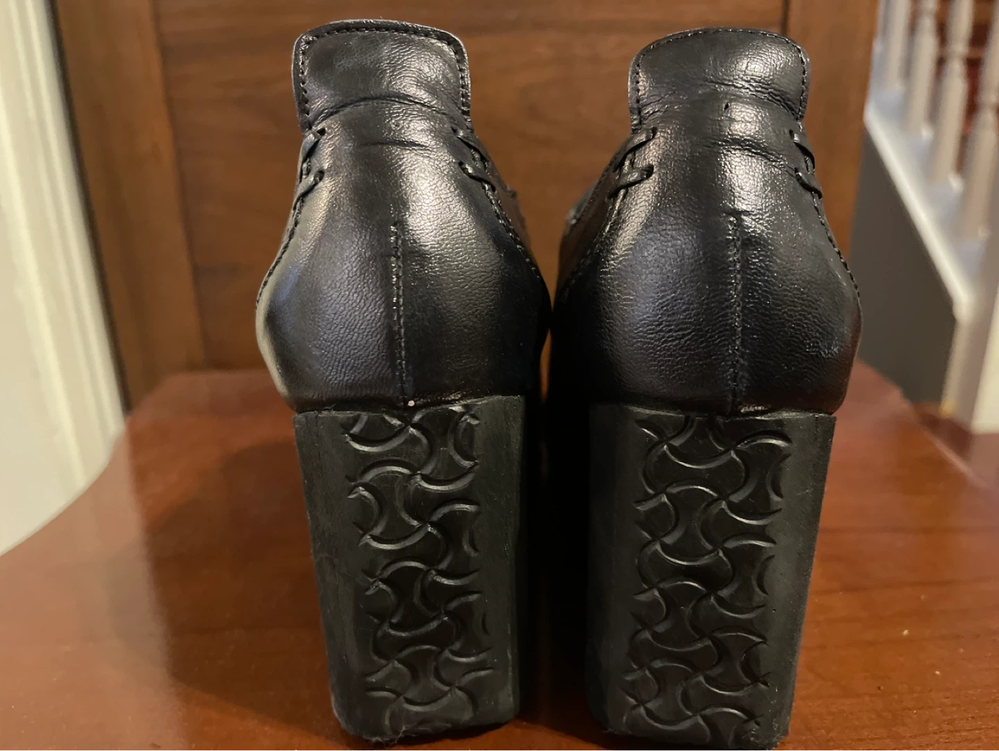 Black Leather Wedge Ankle Boots - photo 3