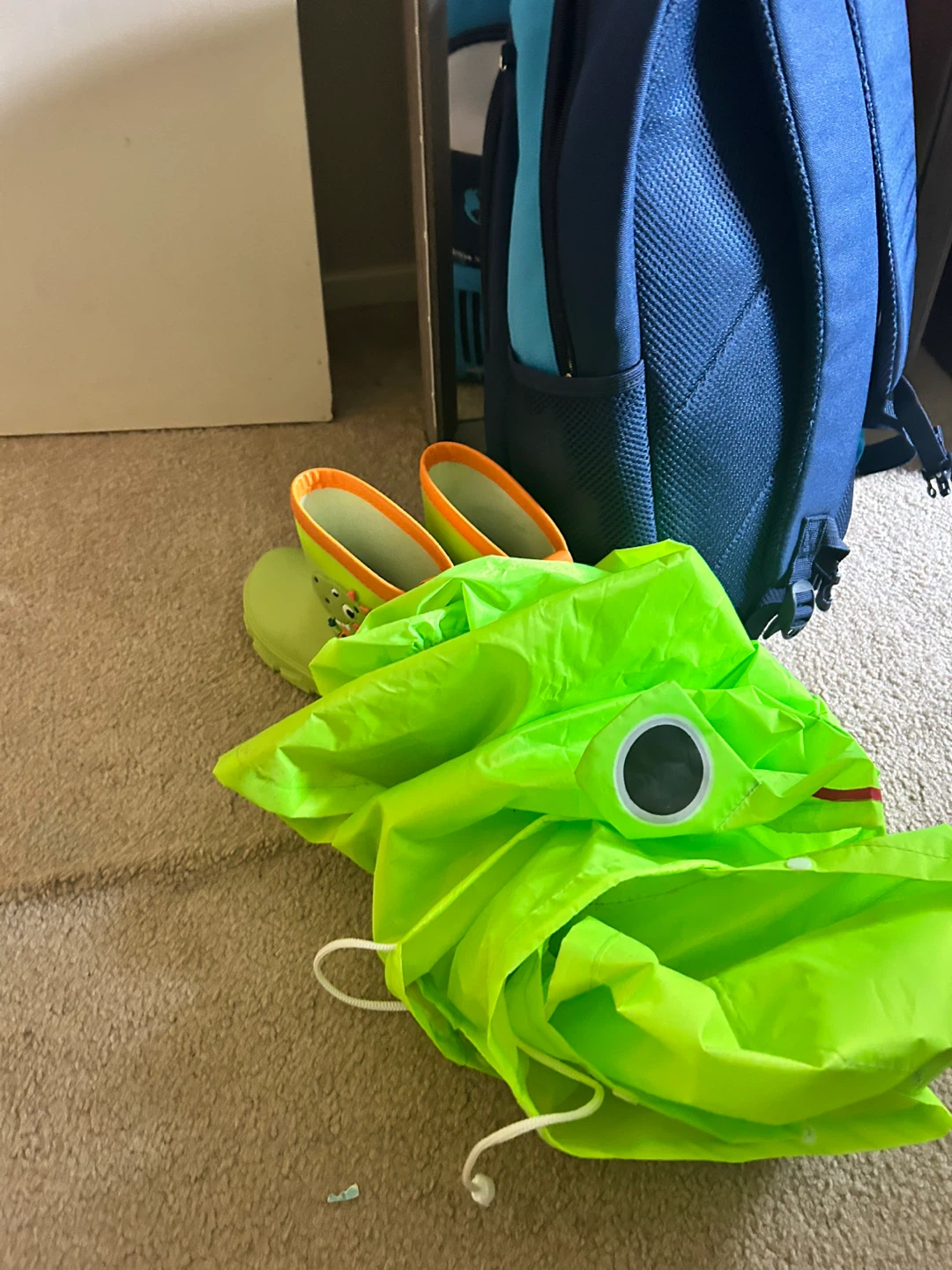Kids Dinosaur Raincoat and Boots Set and bag