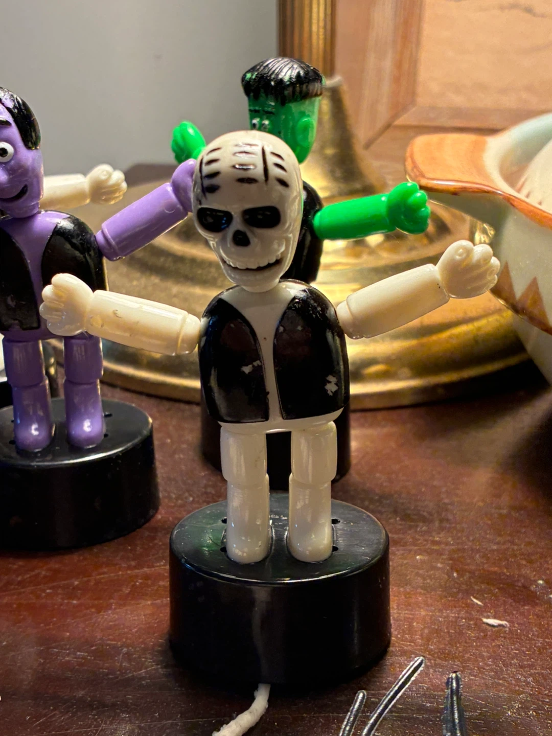Vintage Halloween Push Puppets toy figurine Skeletons Vampire - photo 4