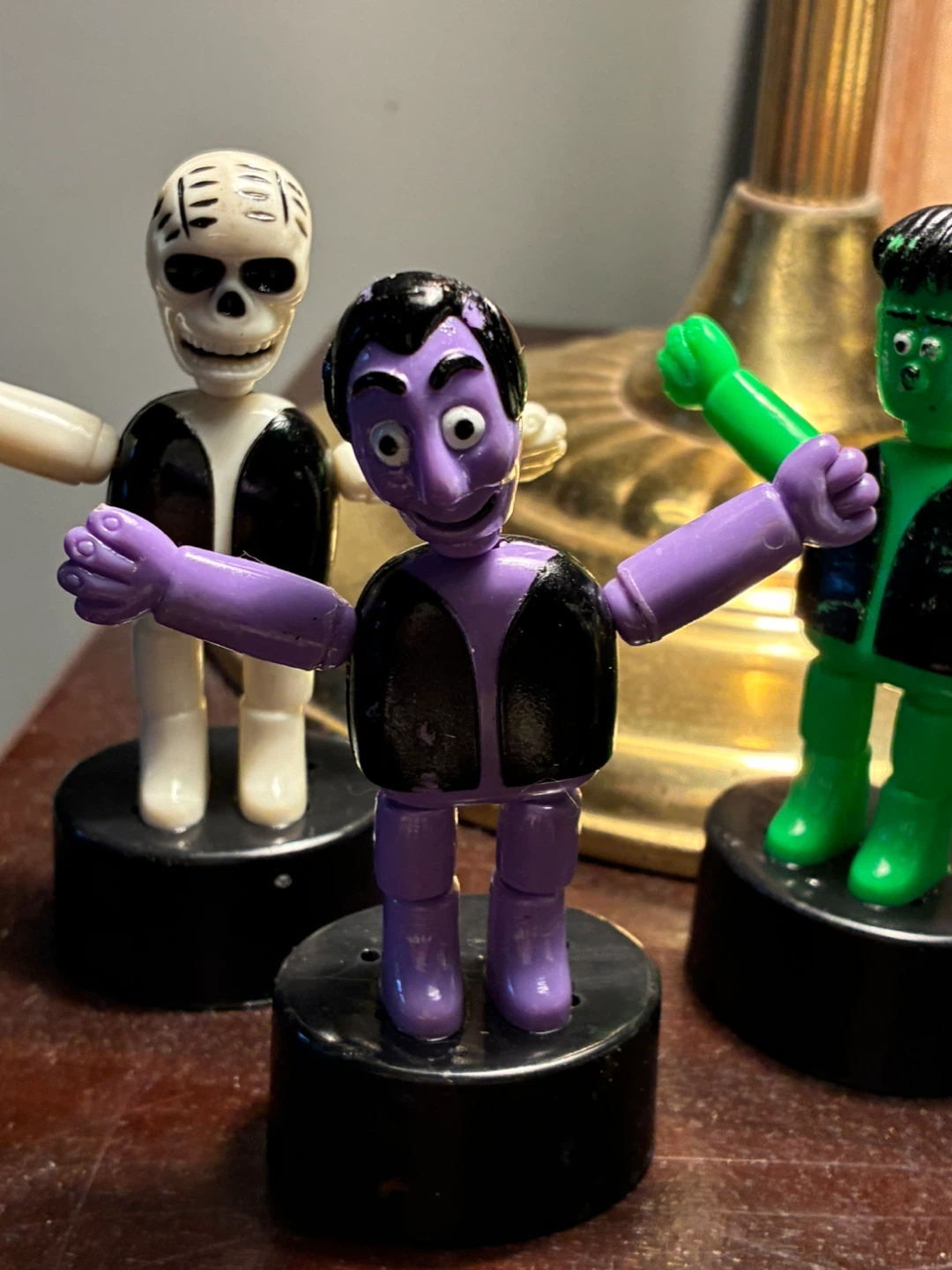 Vintage Halloween Push Puppets toy figurine Skeletons Vampire - photo 5