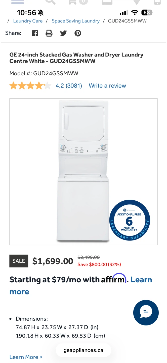 GE Stacked Washer & Dryer / Laundry (including 2-year warranty!) - photo 3