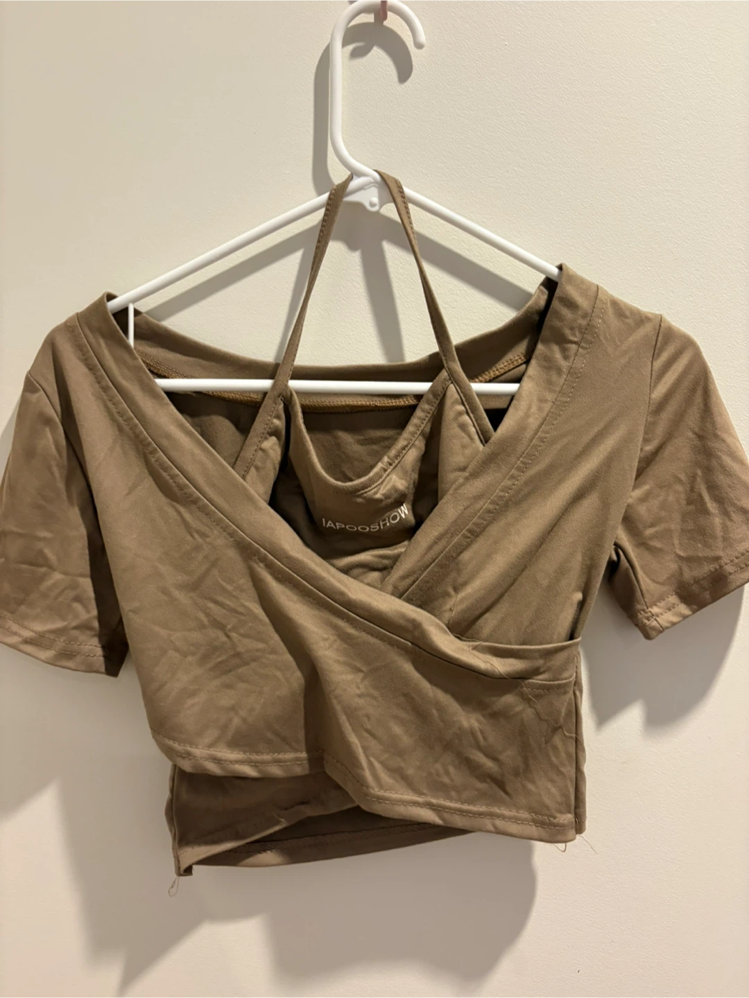 Brown Crop Top with built in bra