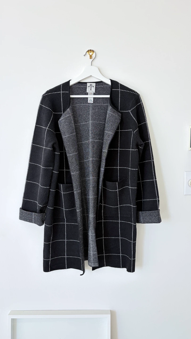 Rain + Rose Plaid Knit Cardigan
