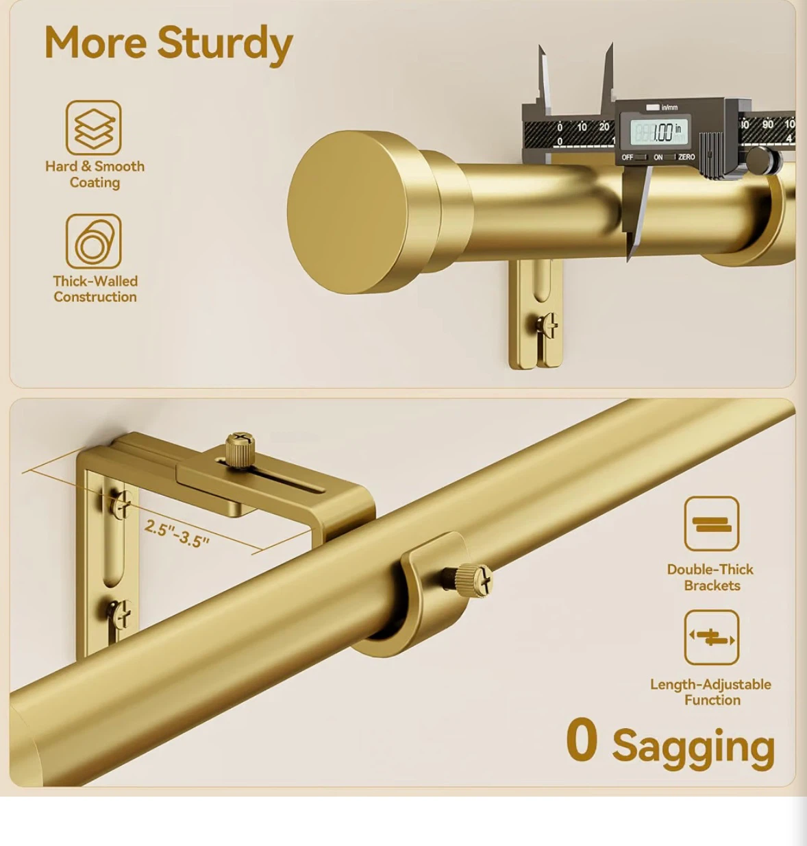 YaFex Heavy Duty Adjustable Curtain Rod - photo 5