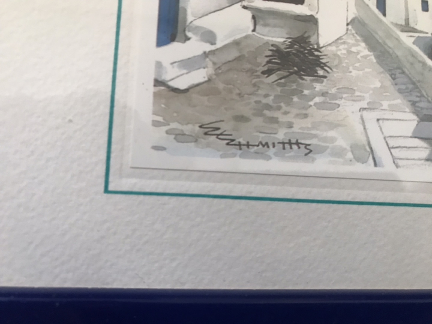 Greek Island Scene Framed Watercolour Print - photo 2