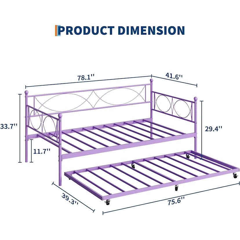 Twin daybed with Trundle, Metal Twin daybed and Trundle Set - photo 2