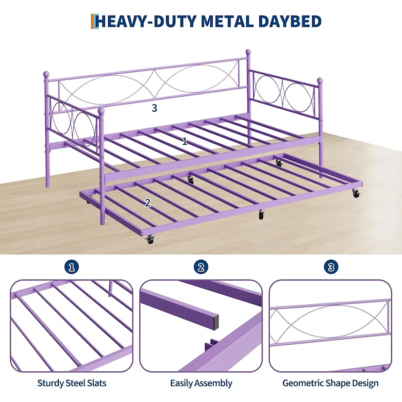 Twin daybed with Trundle, Metal Twin daybed and Trundle Set - photo 3