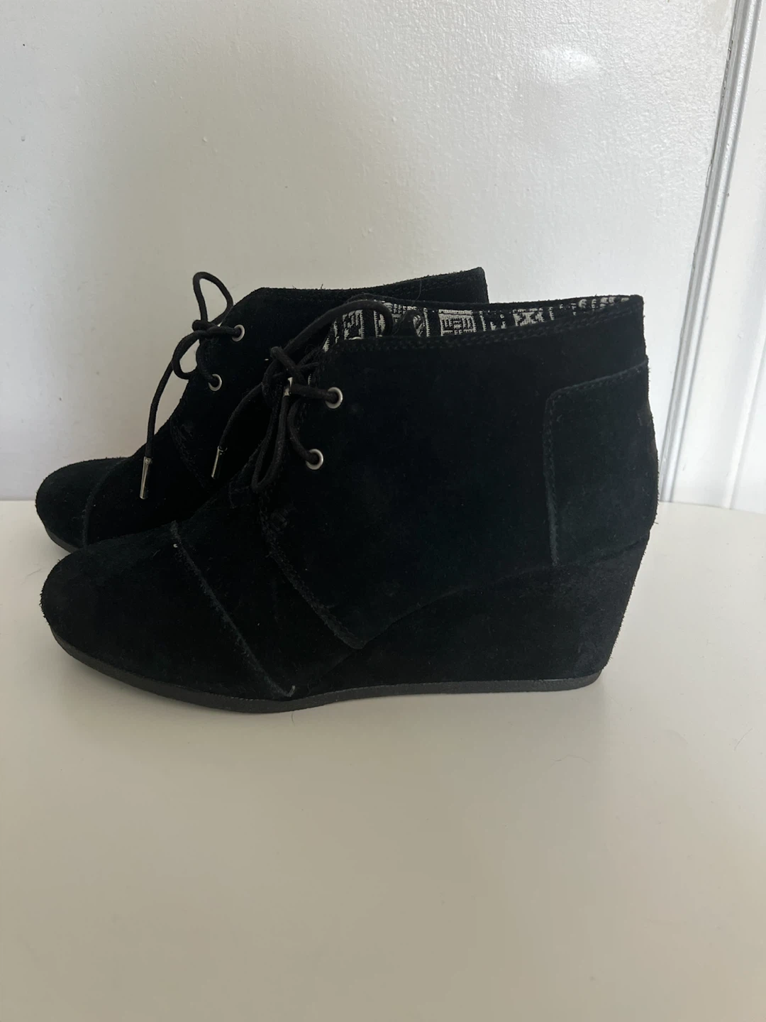 TOMS black suede wedge booties - photo 2