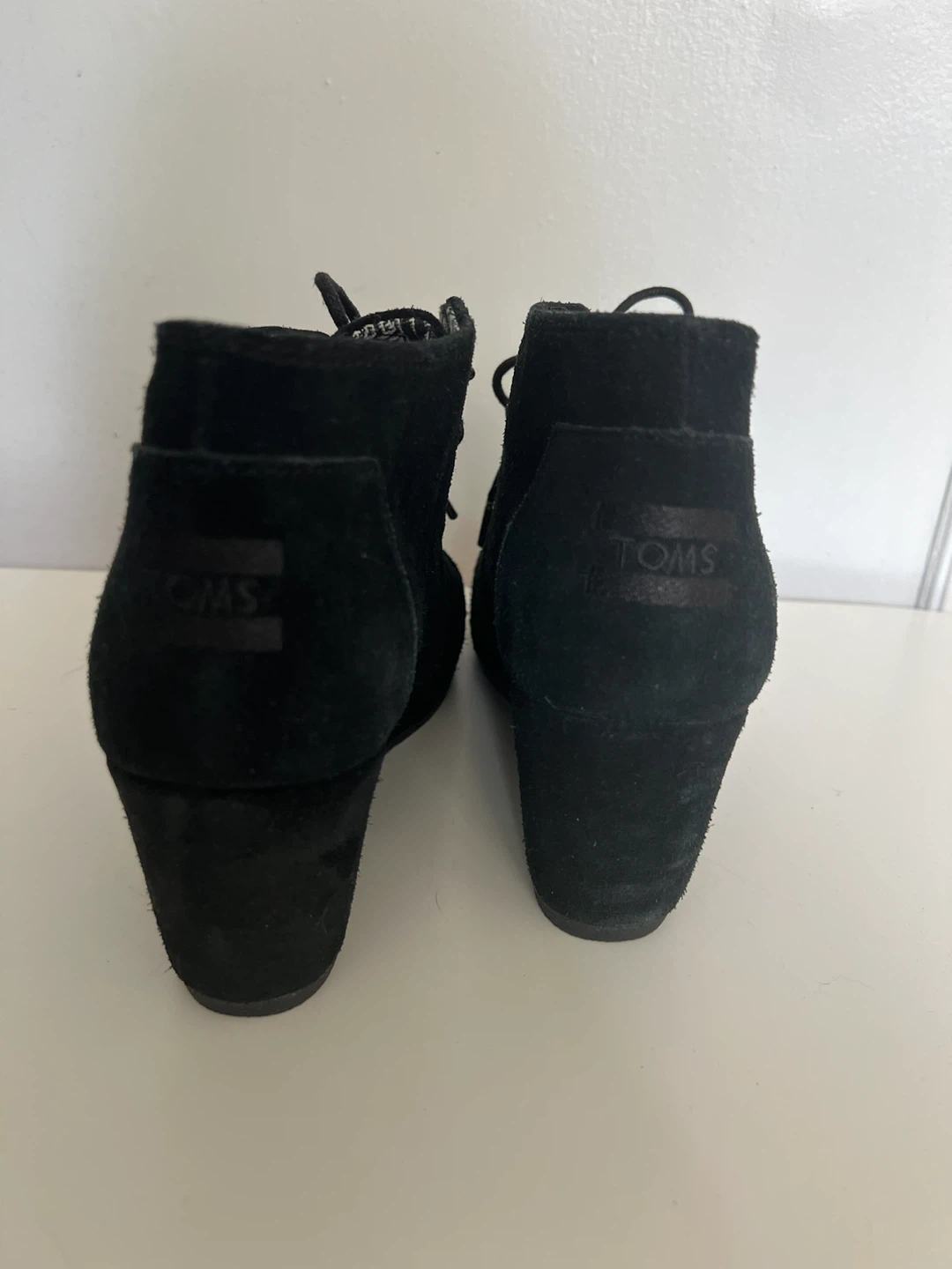 TOMS black suede wedge booties - photo 3