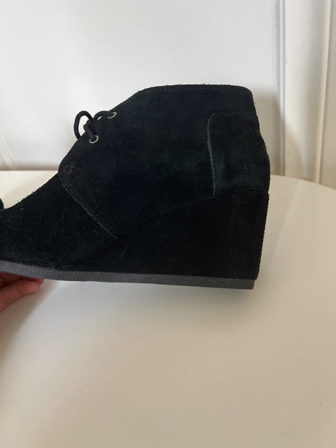 TOMS black suede wedge booties - photo 5