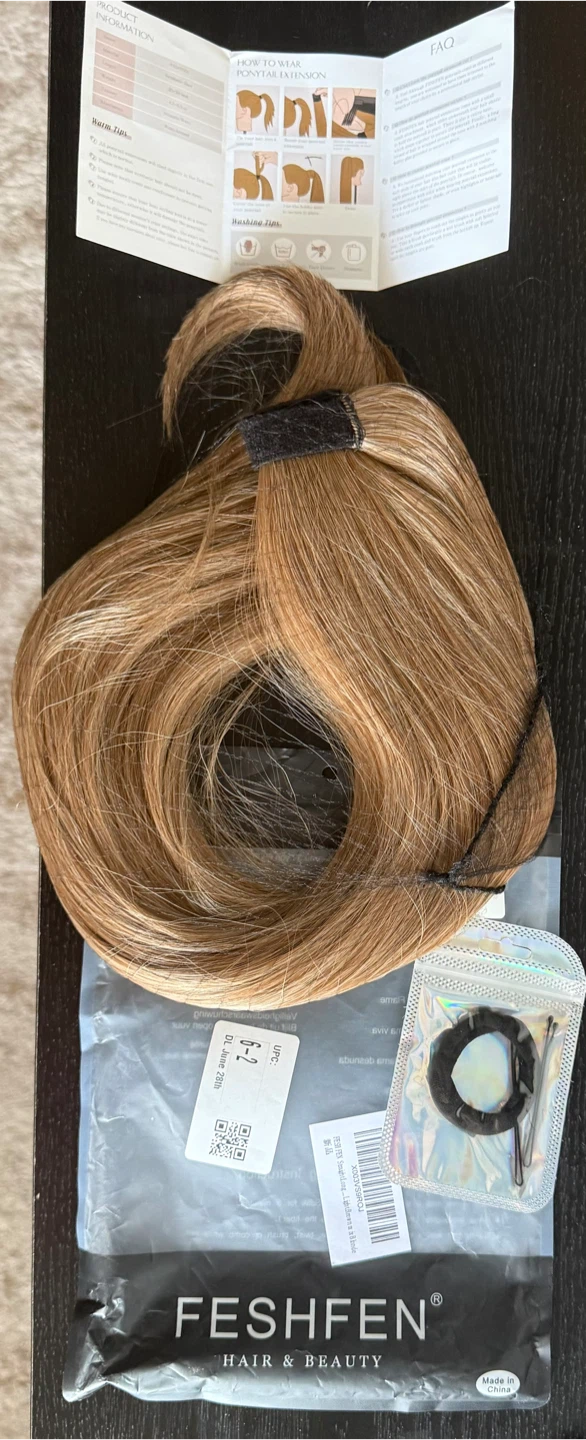 FESHFEN Straight Wrap Around Ponytail Extension