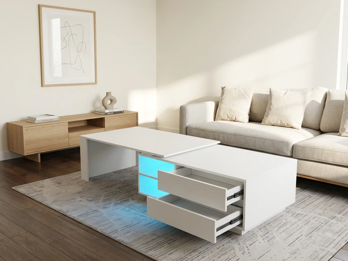 Modern White LED Coffee Table