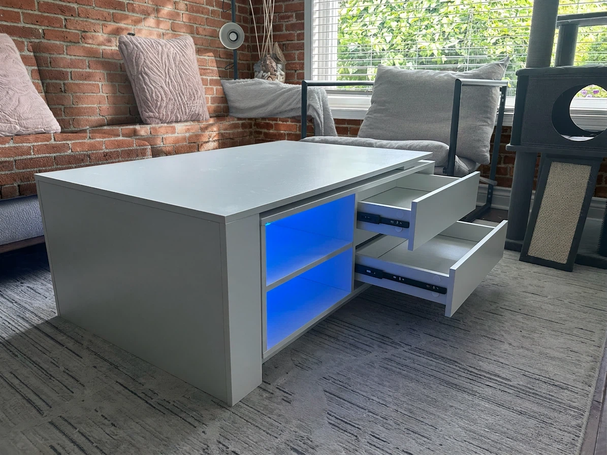 Modern White LED Coffee Table - photo 2