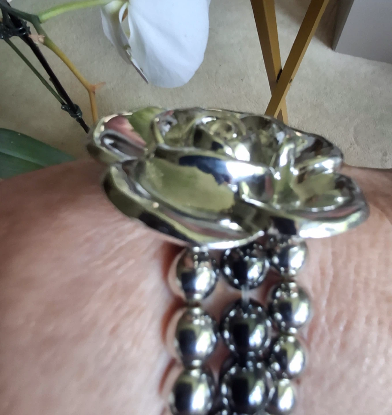 Silver-tone flower bead bracelet - photo 4