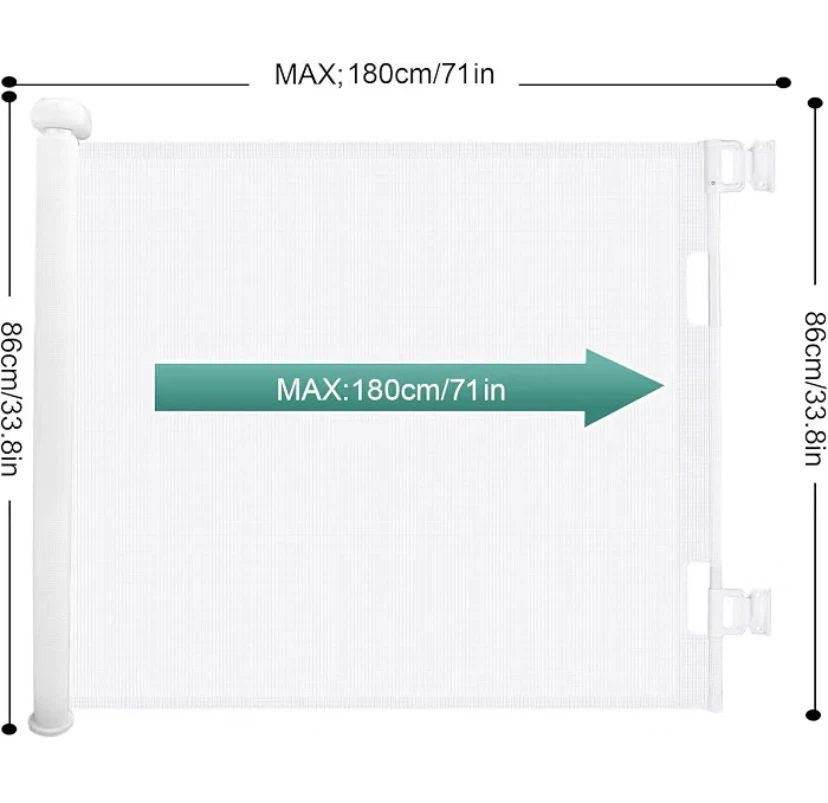 New Retractable Baby Gate 33"x71” White - photo 2
