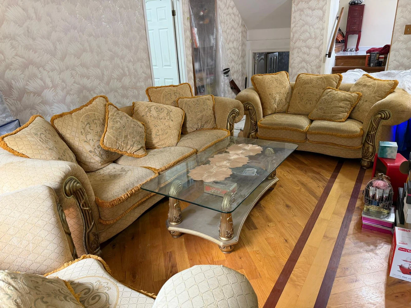 Traditional Beige Sofa and Armchair Set