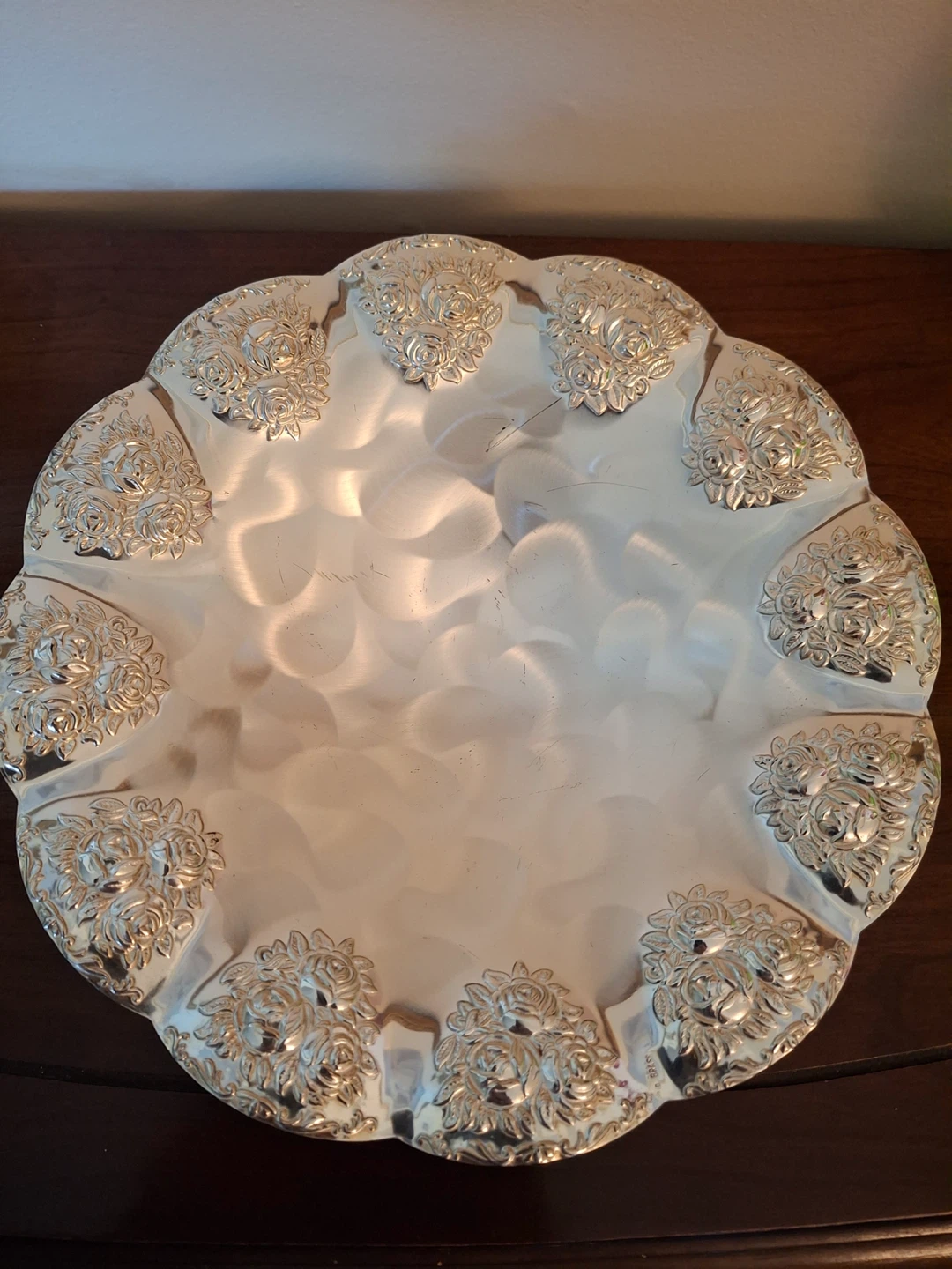 Vintage silver plated bowl with rose detail