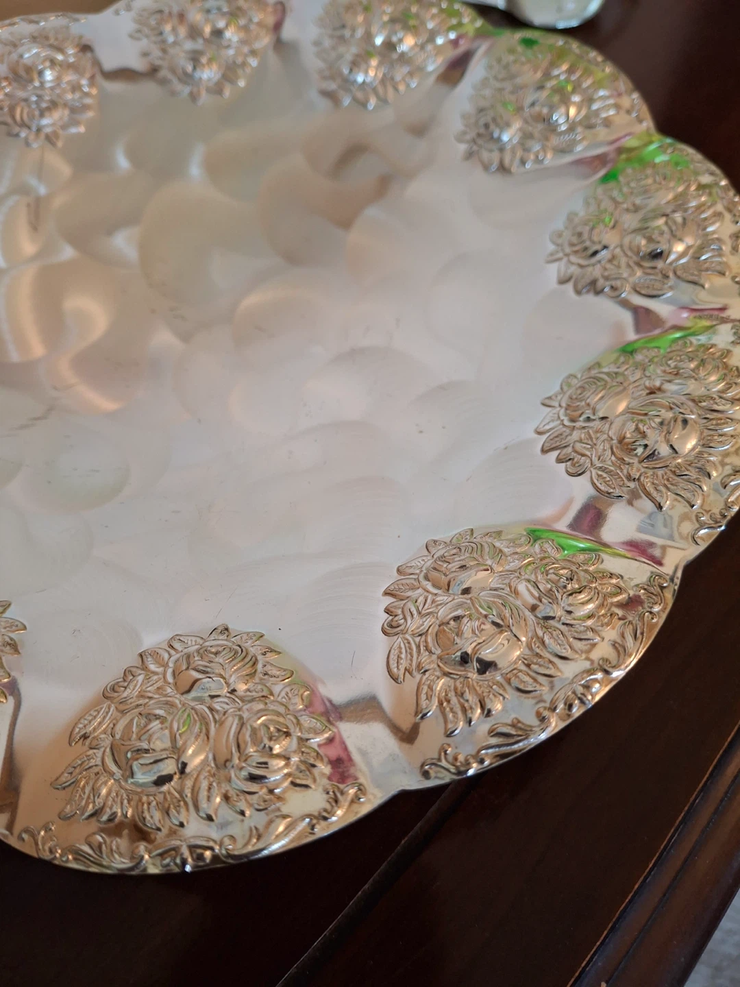 Vintage silver plated bowl with rose detail - photo 2