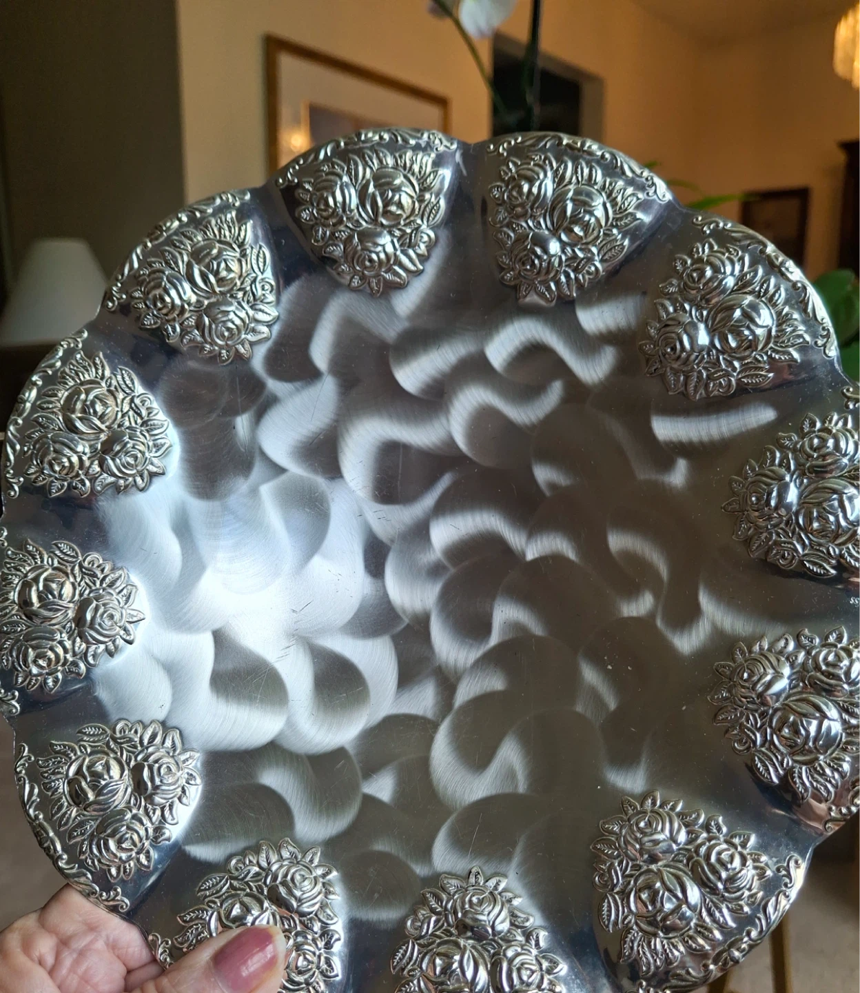 Vintage silver plated bowl with rose detail - photo 5