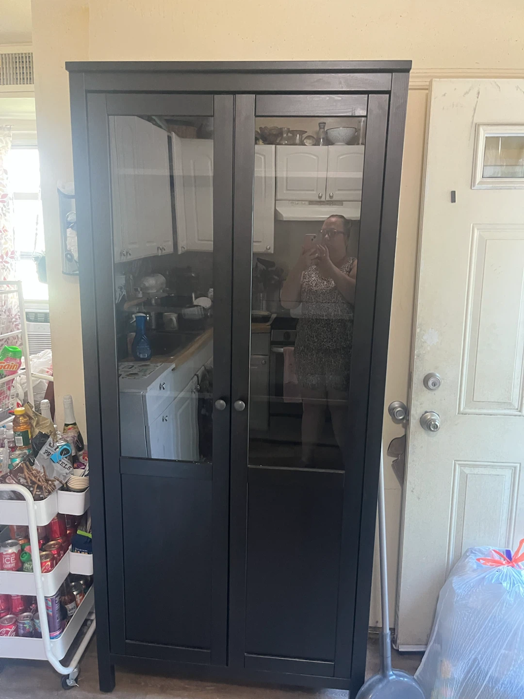 IKEA Hemnes Glass Door Cabinet Black-Brown