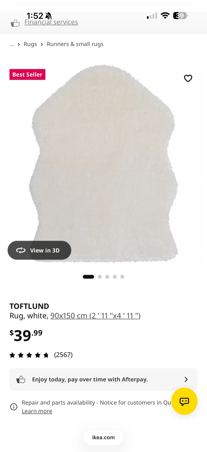 IKEA TOFTLUND Rug White - photo 2