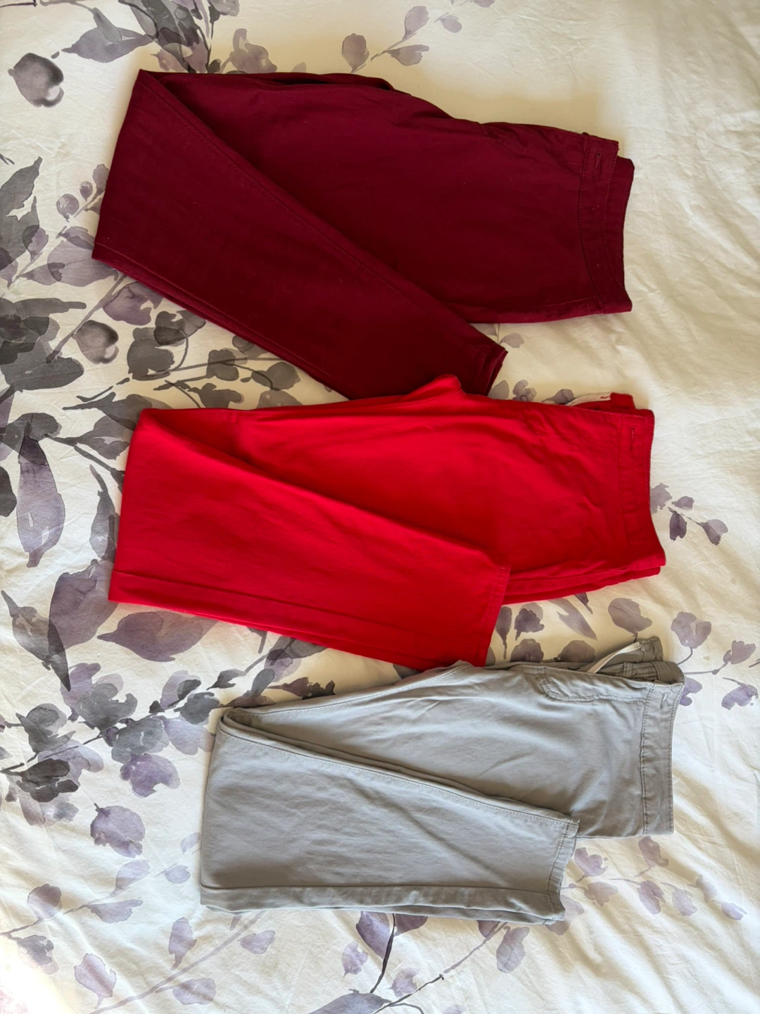 Set of 3 Slim-Fit Pants, Size Small, Fits Medium
