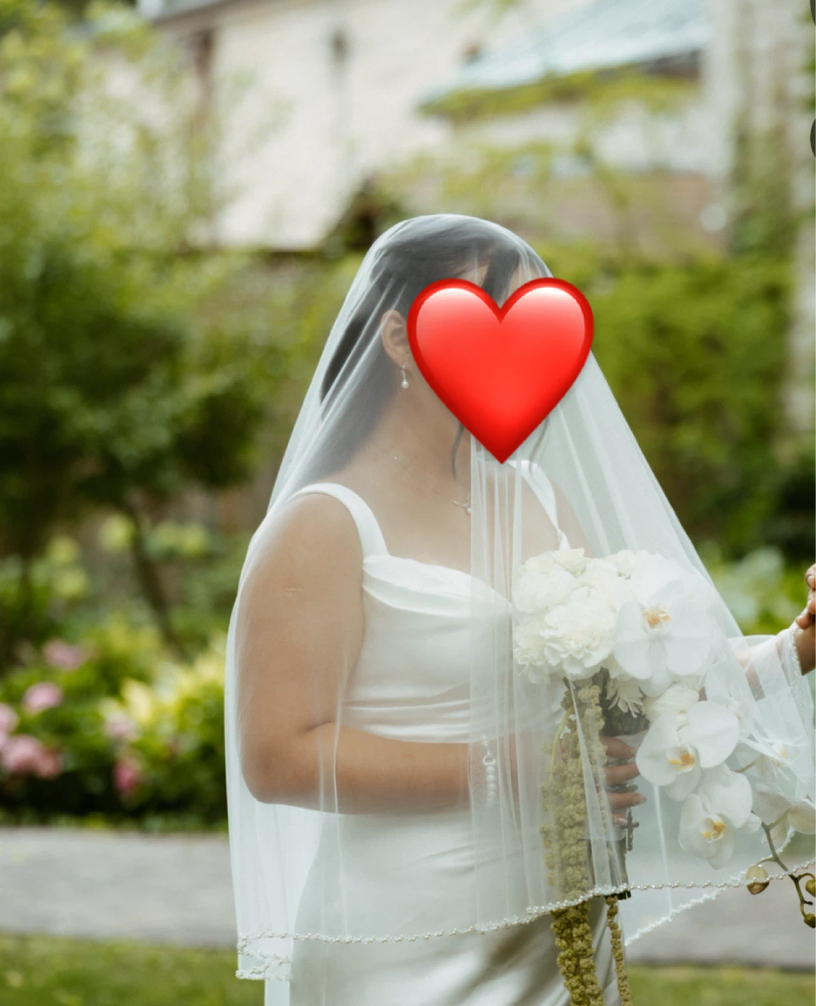Chapel Length Ivory Wedding Veil with blusher
