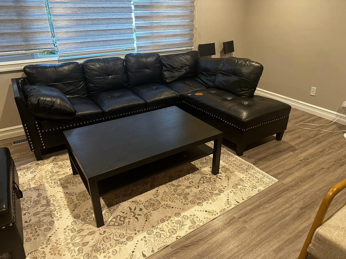 Black Sectional Sofa with Ottoman