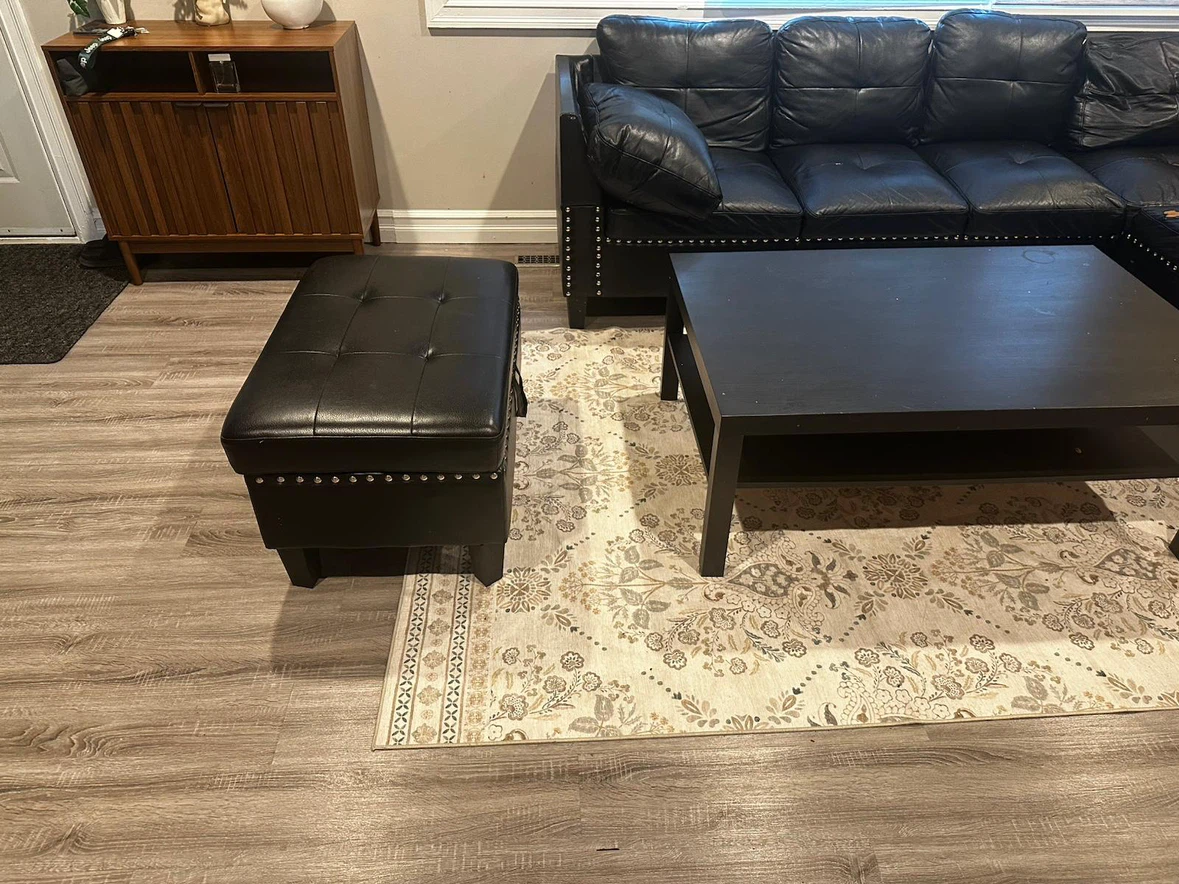Black Sectional Sofa with Ottoman - photo 2