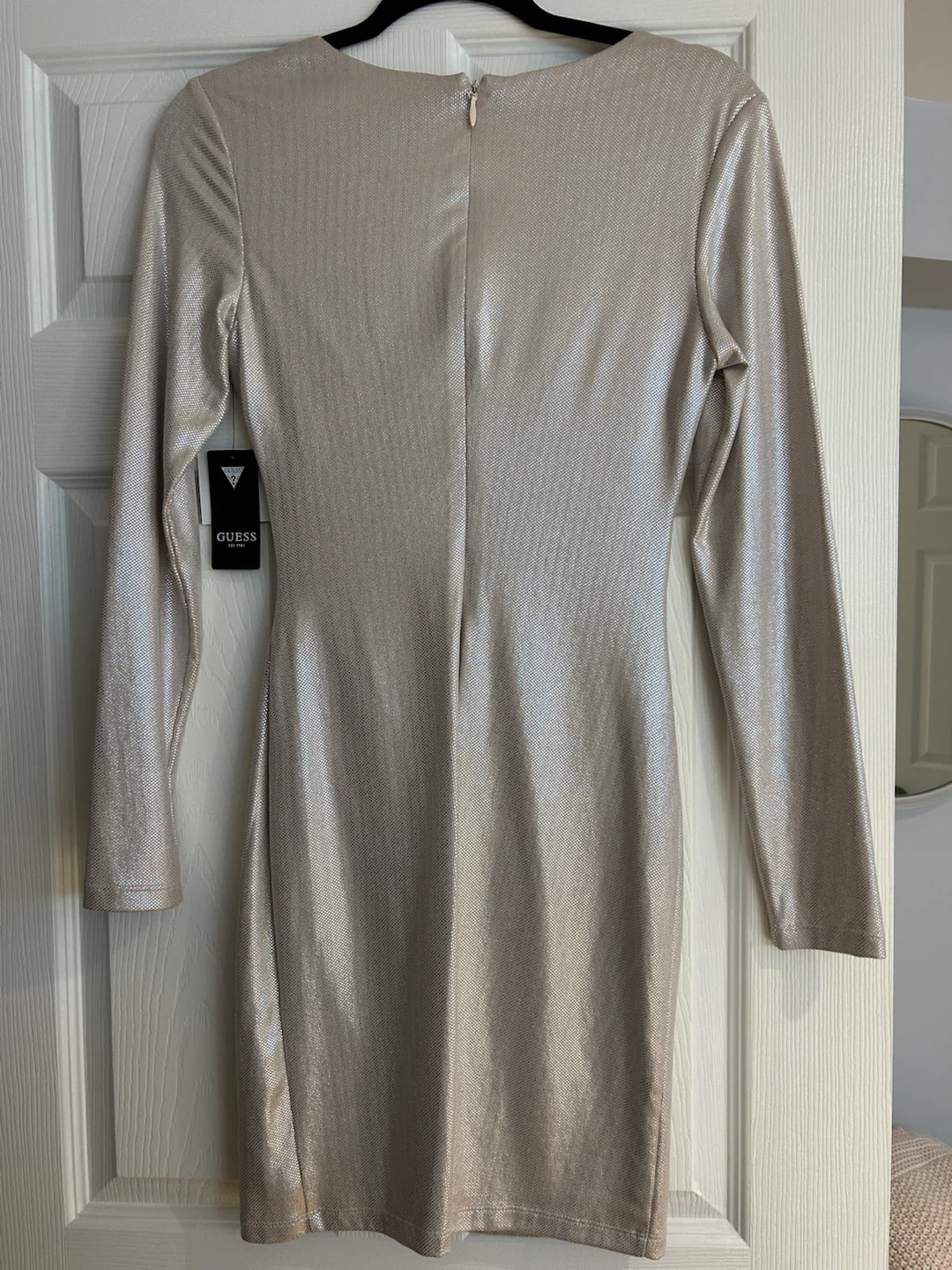 Guess Champagne Metallic Ruched Mini Dress Size 4 - photo 2
