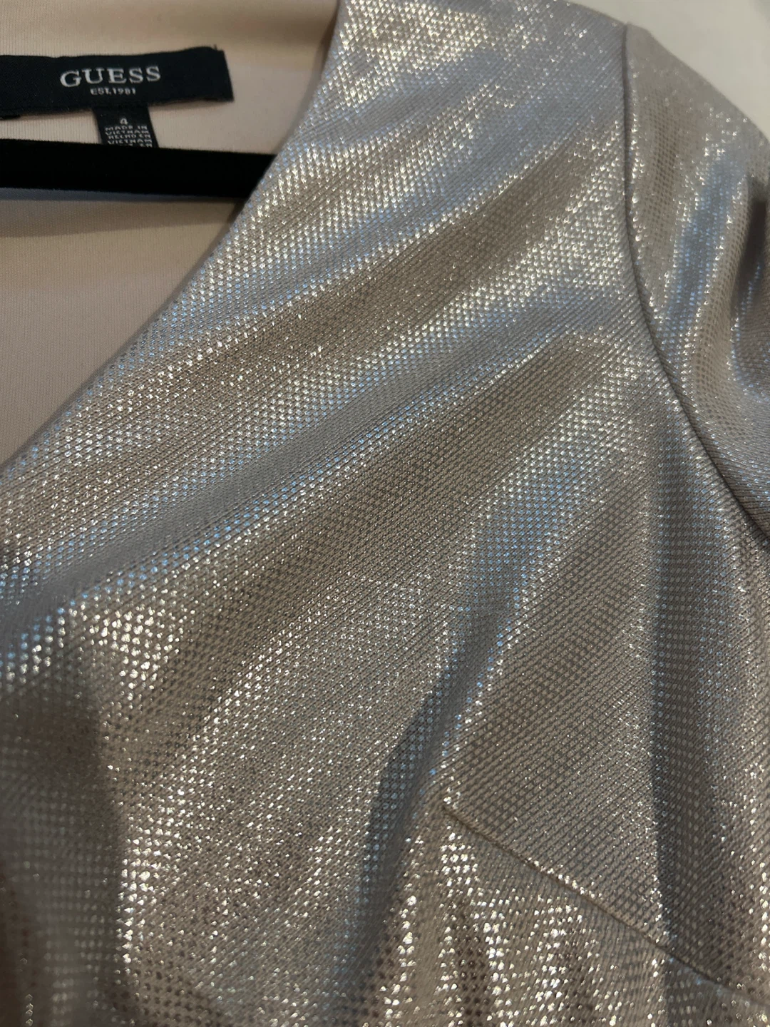 Guess Champagne Metallic Ruched Mini Dress Size 4 - photo 4
