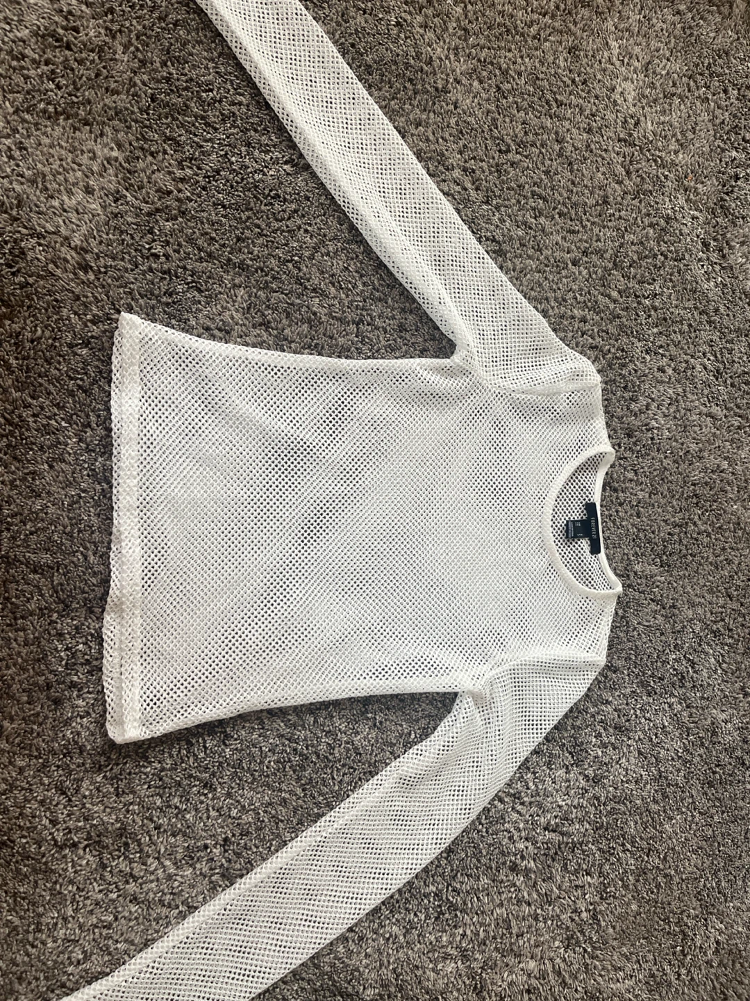 Forever 21 White Mesh Long Sleeve Top
