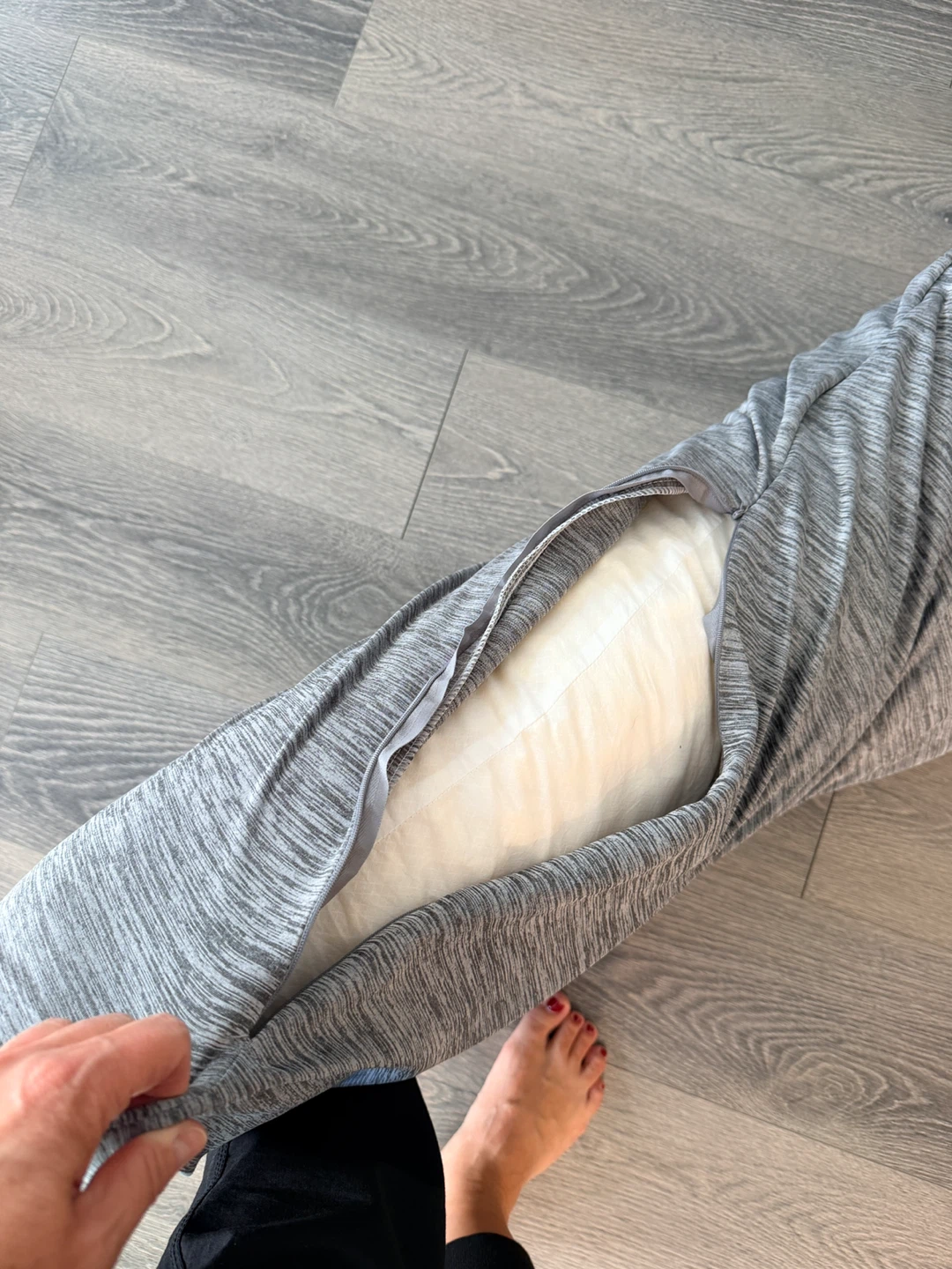 Grey Body Pillow with Removable Case - photo 3