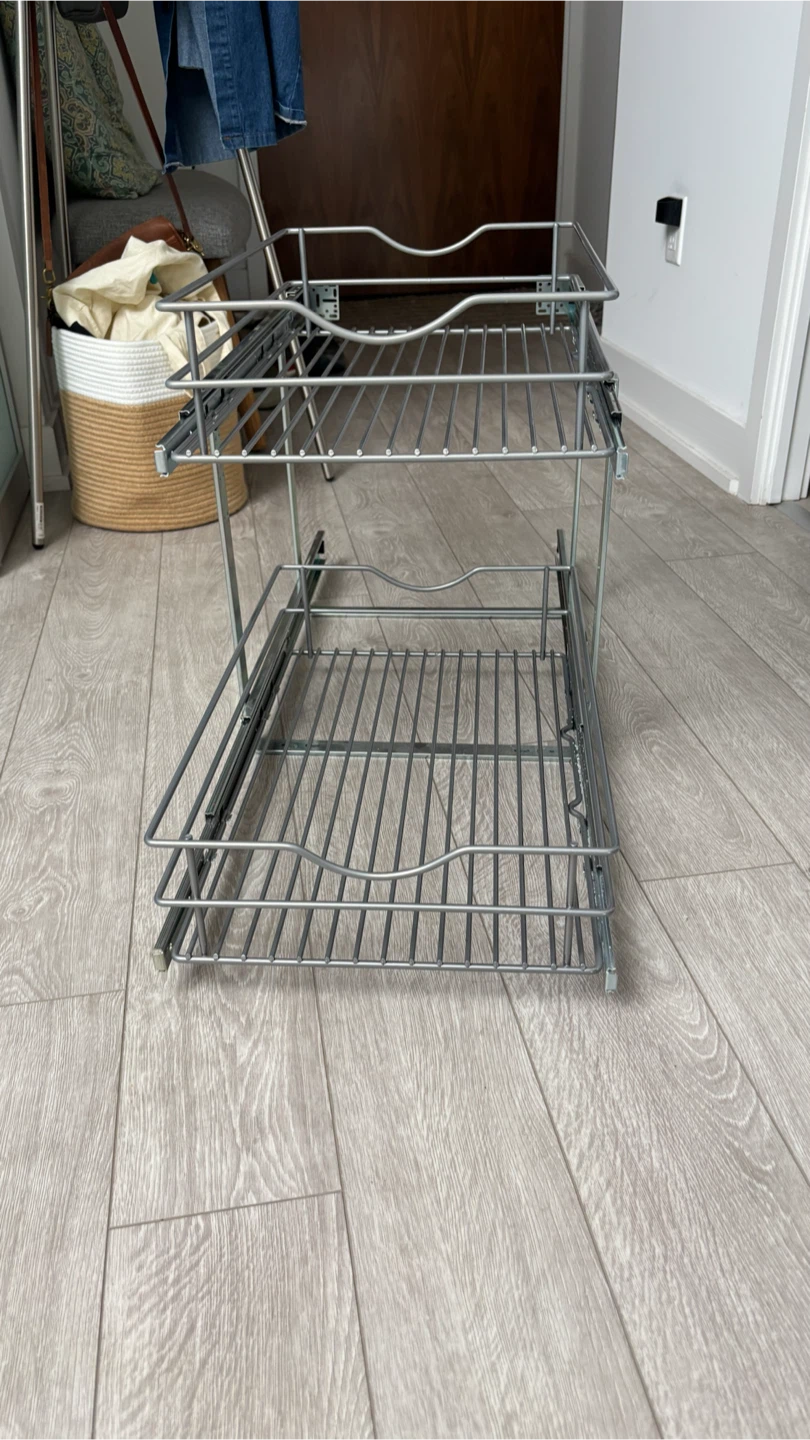 Two-Tier Sliding Cabinet Organizer