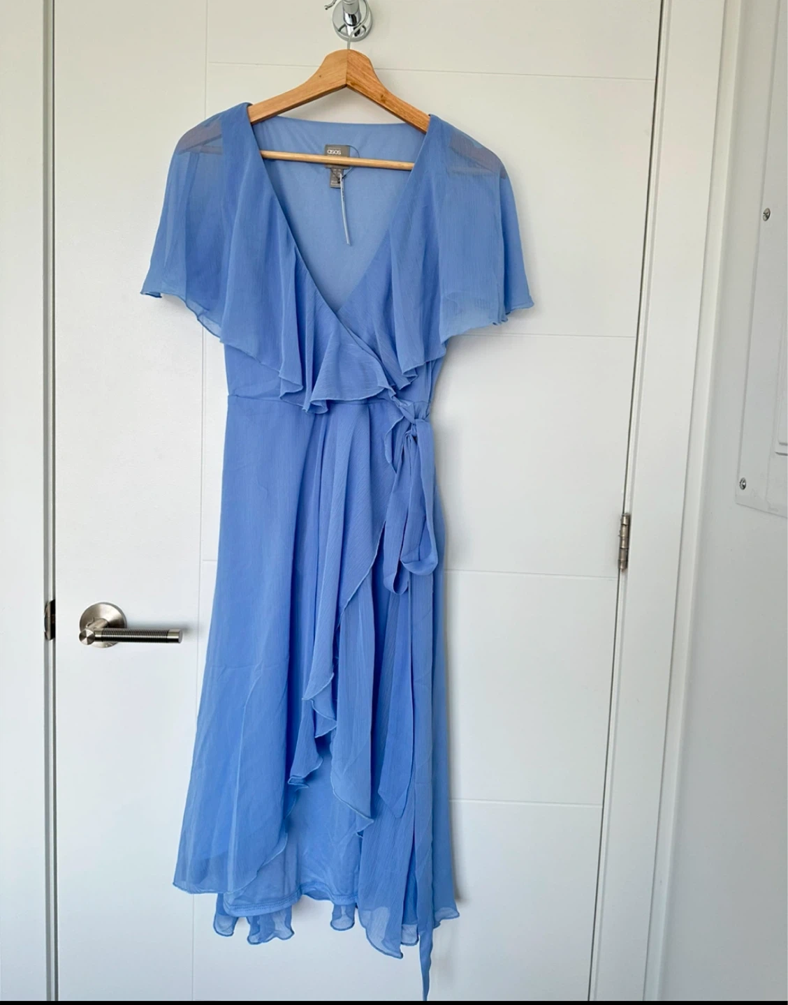ASOS blue wrap midi dress