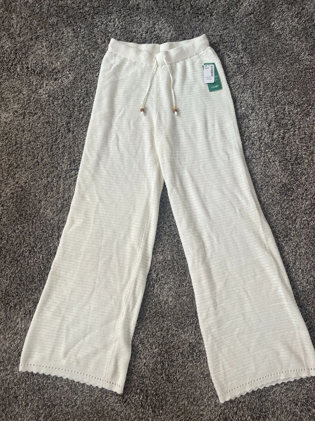 Simons Cream Wide-Leg Knit Pants XS - photo 2