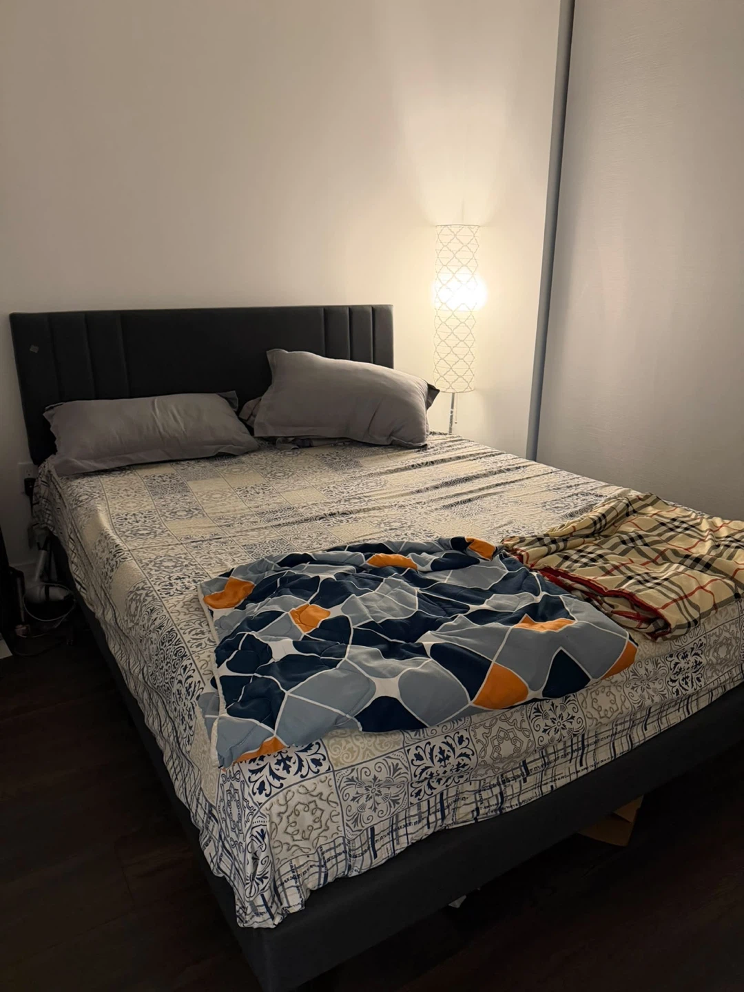 Dark Grey Upholstered Bed Frame with mattress - photo 4