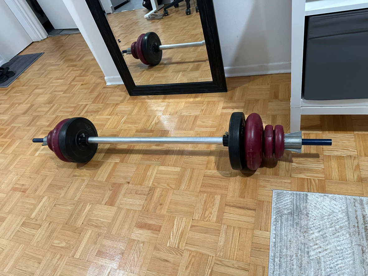 60 lb Adjustable Iron Barbell Set with Weights & Locks