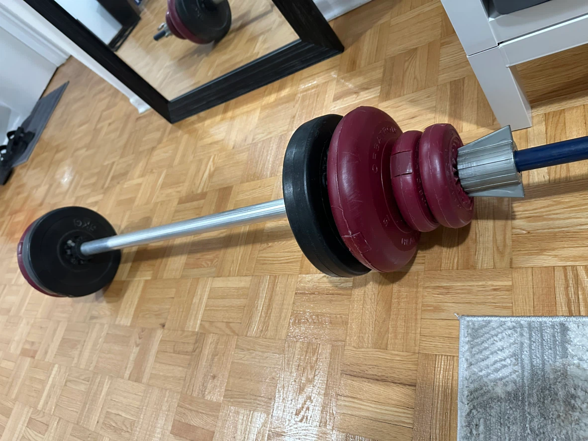 60 lb Adjustable Iron Barbell Set with Weights & Locks - photo 2
