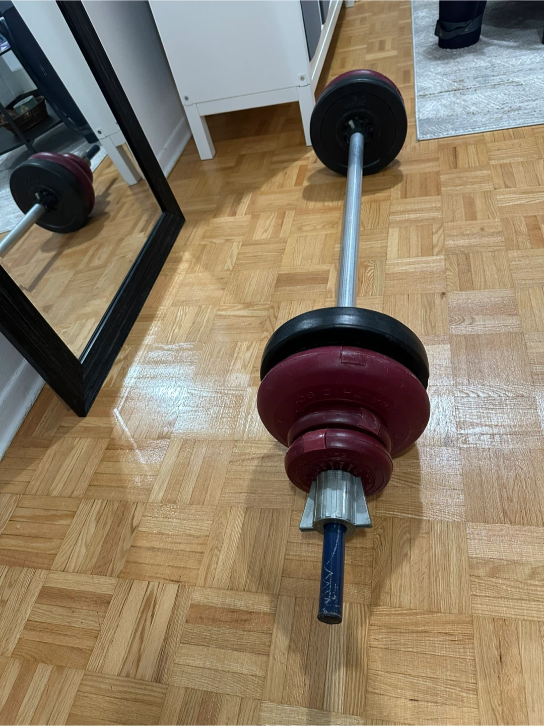 60 lb Adjustable Iron Barbell Set with Weights & Locks - photo 4