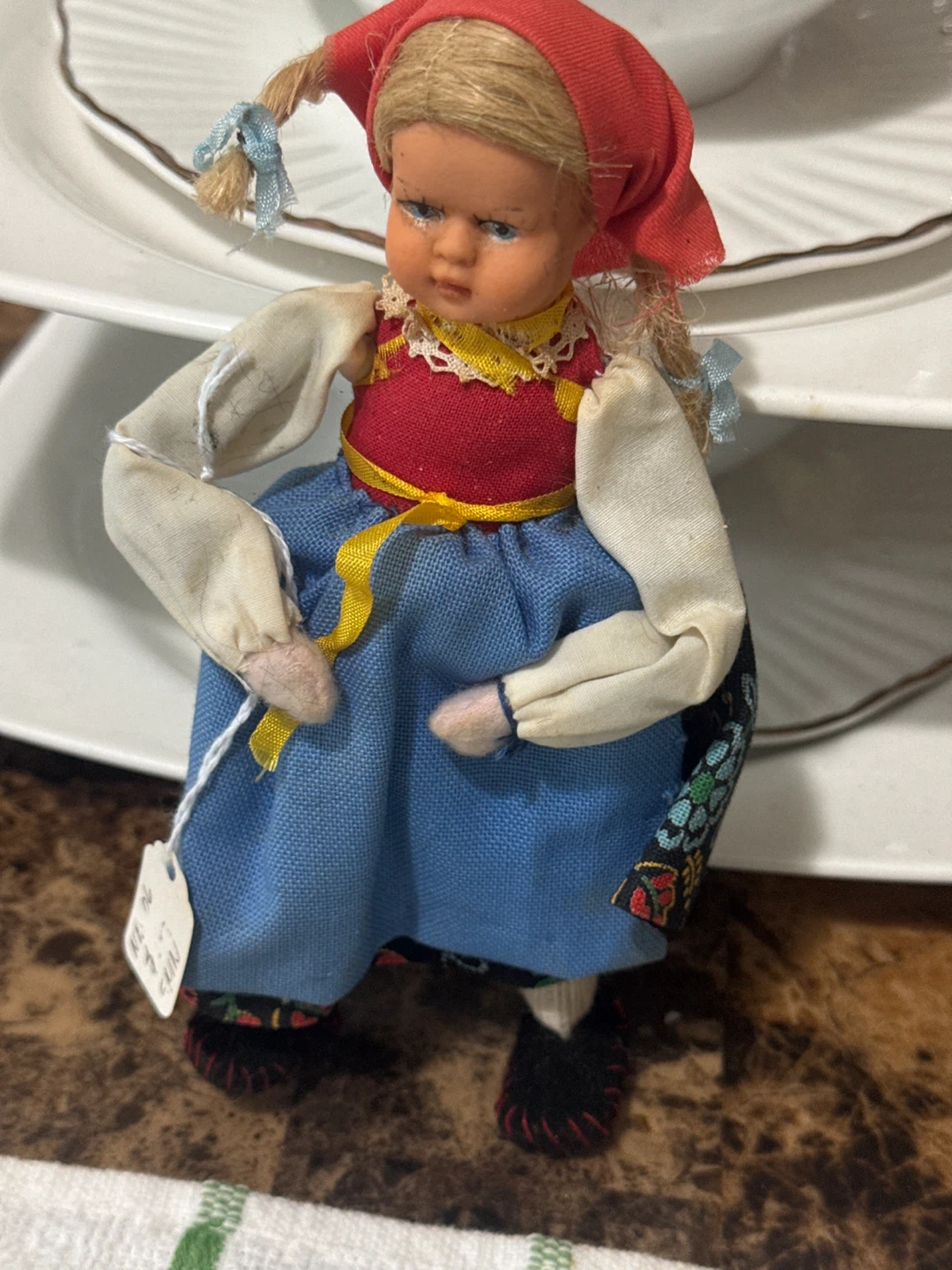 European Folk wax head Doll