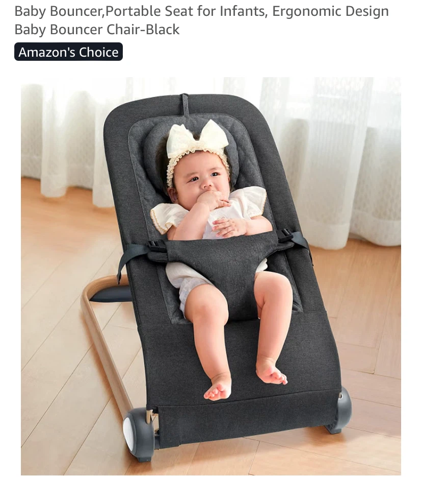 New Portable Baby Bouncer Dark Grey
