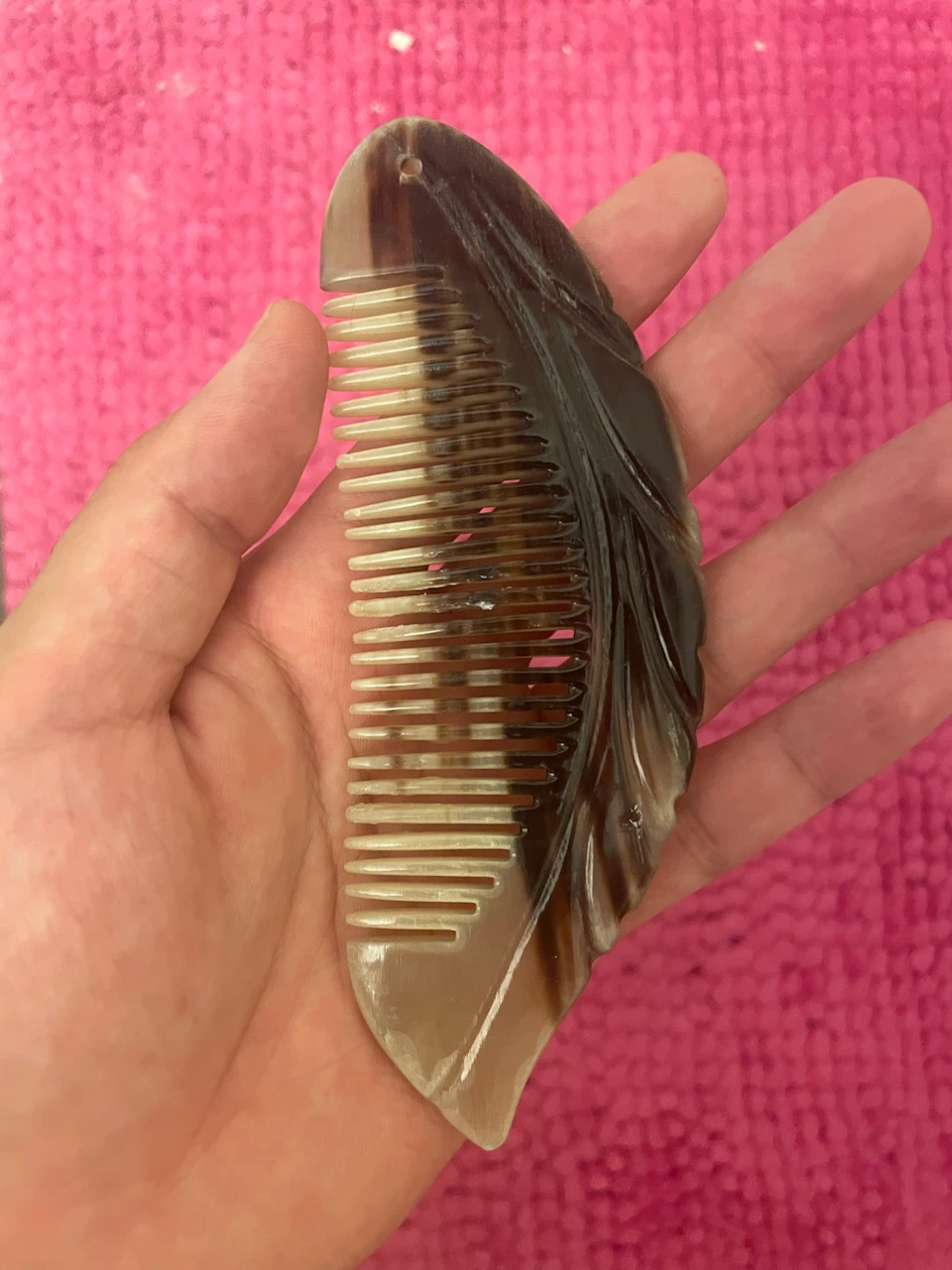 Carved Natural Horn Comb