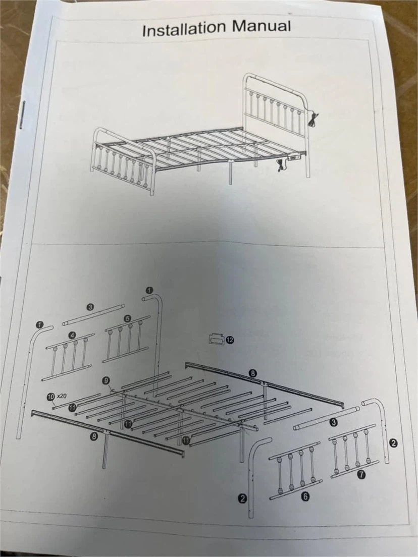 Queen Metal Platform Bed Frame with Charging Ports & LED Lights - photo 4