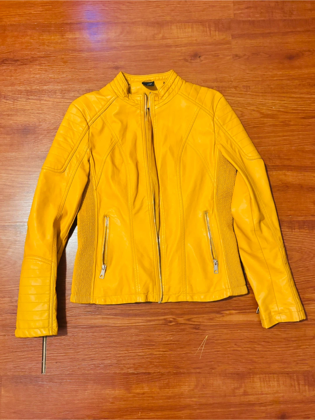Yellow faux leather jacket
